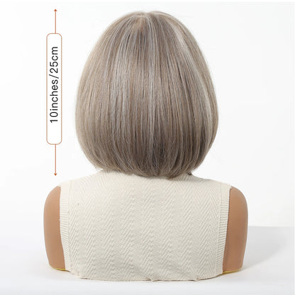 13*6 HD Lace Front Wigs Blonde Mixed Brown Synthetic Wigs For Women Daily Party Short Straight Natural Fake Hair Heat Resistant