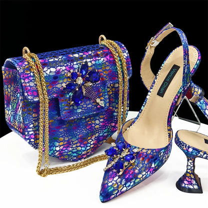 doershow New Arrival African Wedding Shoes and Bag Set gold Color Italian Shoes with Matching Bags Nigerian lady party  HDF1-12