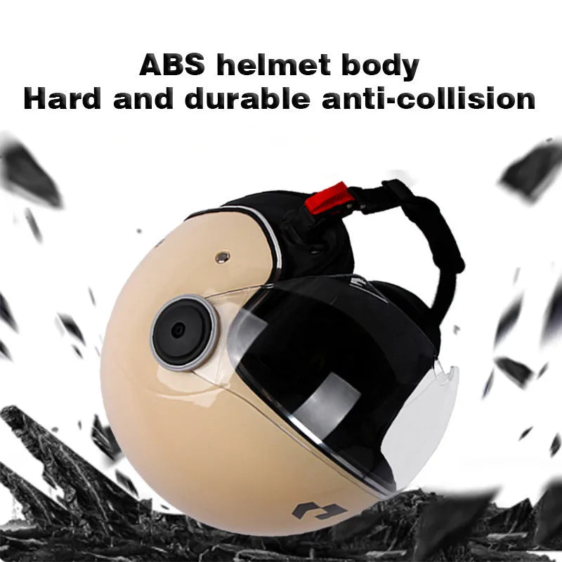 UCHOOSE 3/4 Open Face Motorcycle Helmets With For Men Women Vintage  Moto Bike Cascos Scooter Protective helmets