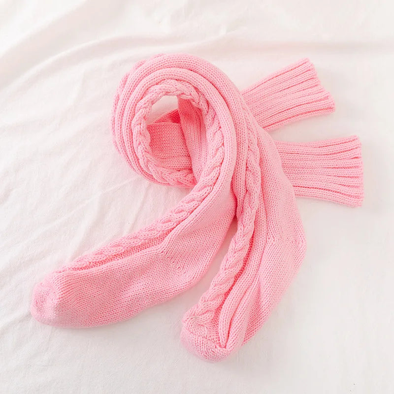 Women Winter Warm Breathable Long Johns Mohair Knee Length Knitted Wool Stretch High Sockings Femboy Leg Warmers Kawaii Clothes