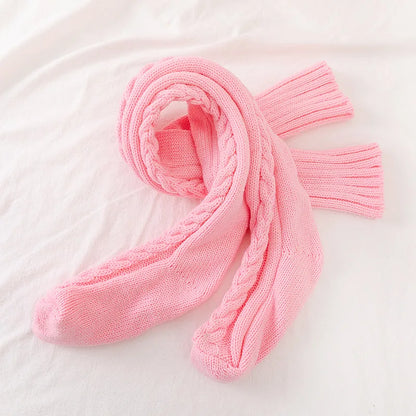 Women Winter Warm Breathable Long Johns Mohair Knee Length Knitted Wool Stretch High Sockings Femboy Leg Warmers Kawaii Clothes