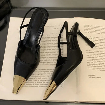 Street Style Pointed Toe Women Pumps Fashion Slingbacks Thin High Heels Elegant Stripper Prom Ladies Sandals Shoes