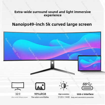 49 Inch Ultrawide Curved Monitor 5K, 32:9 IPS E-Sports Display, 4K 144Hz High Refresh Rate