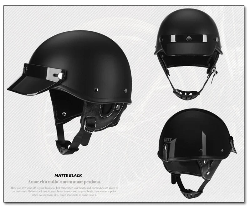 Motorcycle Half Helmet Vintage Motorbike Helmets Men Women Unisex Scooter Four Seasons Helmet Motocross Open Face Helmet S-XL