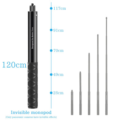 Motorcycle Bike Panoramic Monopod Bicycle Hidden Selfie Stick for GoPro Max Her 11 10 9 One DJI Insta360 Action Camera Accessory