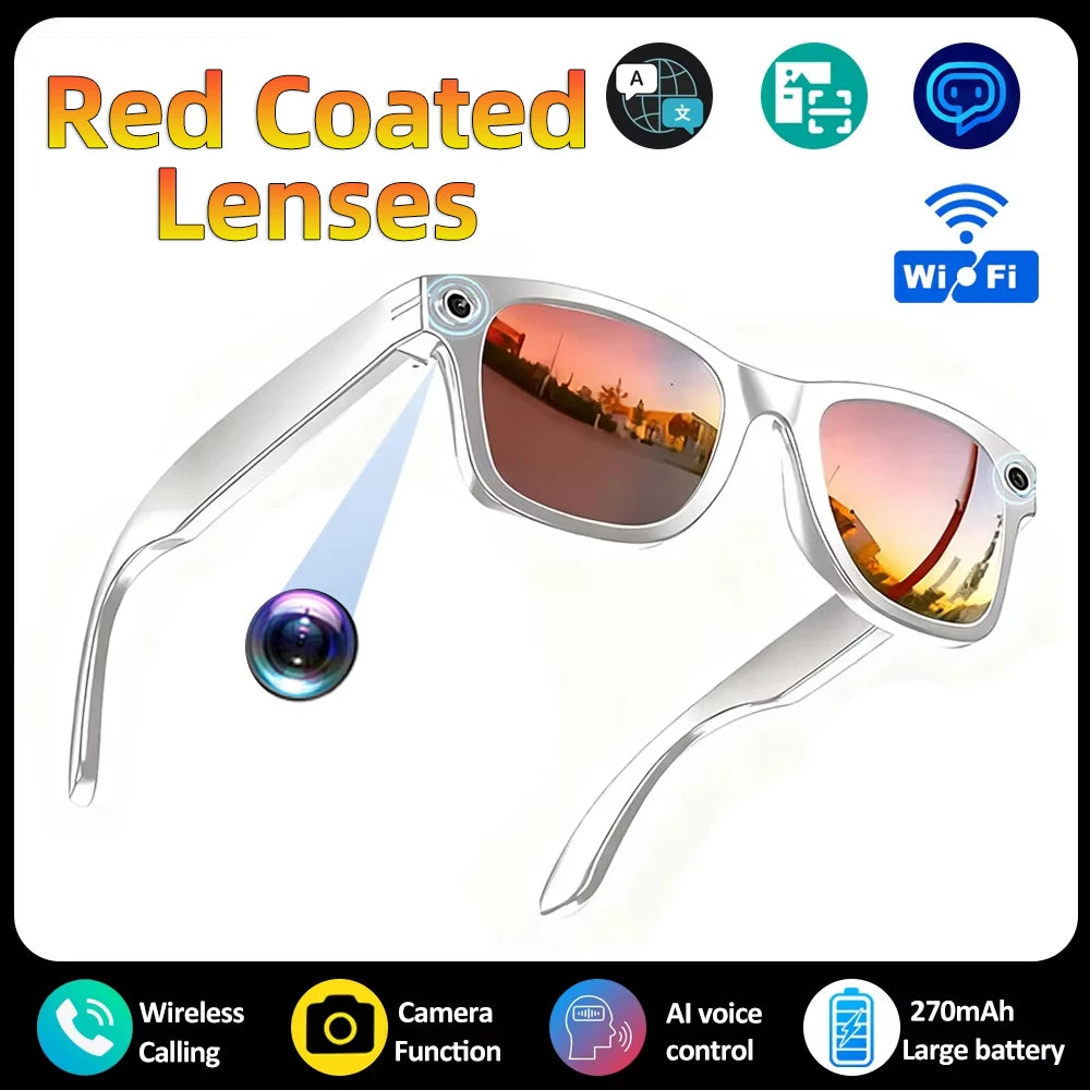 8MP HD Camera Smart Glasses Color-Changing AI Real-time Translation BT Call Music Play Photo Video Record Sunglasses Men Women