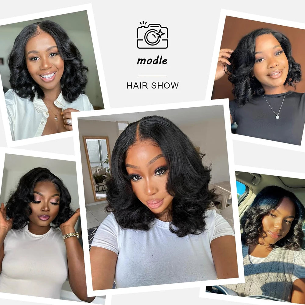 16A 100% Hair Body Wave Short Bob Wigs Human Hair 13x4 Transparent Lace Front Human Hair Wigs Brazilian Hair Bob Wigs For Women