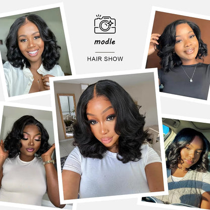 16A 100% Hair Body Wave Short Bob Wigs Human Hair 13x4 Transparent Lace Front Human Hair Wigs Brazilian Hair Bob Wigs For Women