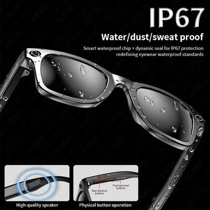 LIGE AI Camera Glasses Wireless Smart Sunglasses with Camera Bluetooth Call Music Glasses Video Sound Recording Antiblue Glasees