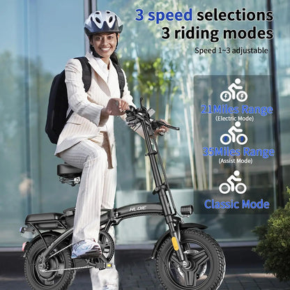 Folding Electric Bike for Adults, 500W Peak Motor, Up to 23 MPH, 14” Foldable Ebike with 48V 12Ah Battery, 35 Miles, Customized
