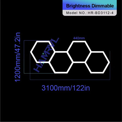 Hexagon Dimmable LED Ceiling Light Modern Honeycomb Panel with 3-Level Dimming 100%/50%/20% for Living Room Bedroom Salon Garage
