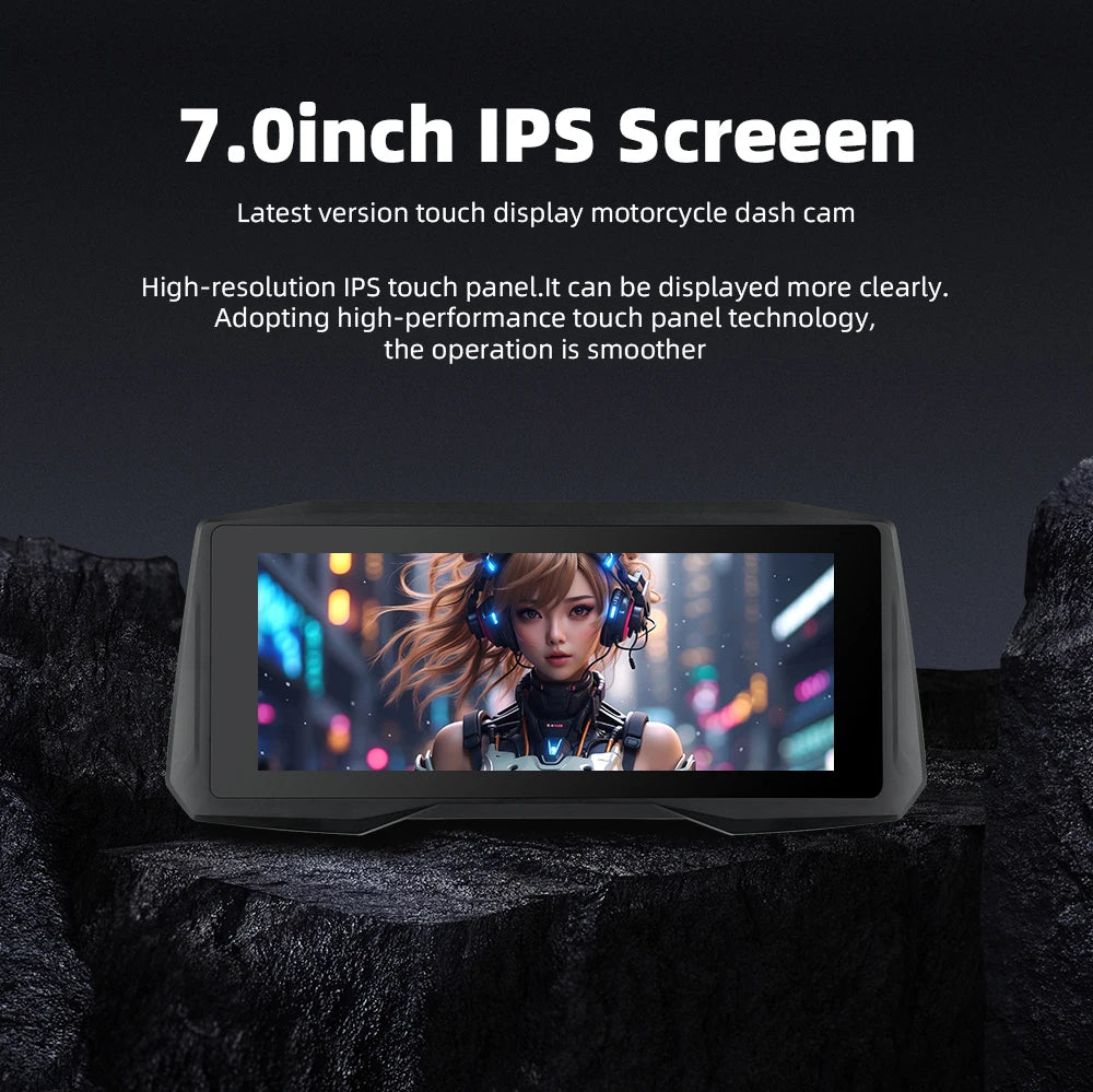 EKIY 7 inch Wireless CarPlay Moto Android Auto Portable Digital Motorcycle Dashboard GPS Navigation Display Screen Monitor TPMS