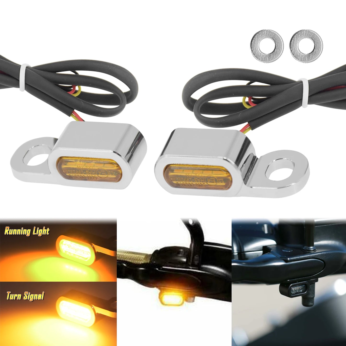 Motorcycle 12V LED Mini Turn Signals Indicators Running Light With E Mark For Harley Touring Street Glide 14-20