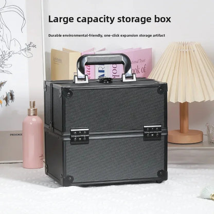 Large Capacity Three-Layer Aluminum Alloy Makeup Artist Tool Box Tattoo Cosmetics Nail Art Storage Box Beauty Pure Color Metal S