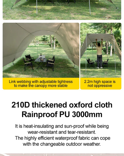 Car Awning Tent 210D Waterproof Windproof UV Sun Shelter Anti-Mosquito Beach Camping Tent Portable for Outdoor