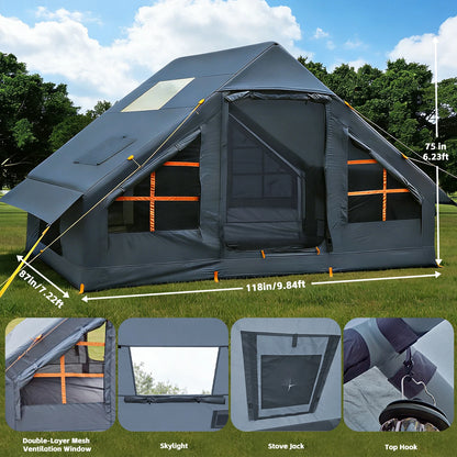 Inflatable Tents for Camping - Easy Blow Up Glamping Tent with Hand Pump, Hot Tent with Stove Jack Waterproof PVC Air Inflatable