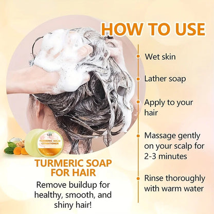 GZE Ginger Shampoo Bar Soap and Turmeric Solid Conditioner Hair Set for Thinning, Lock in Moisture & Shine and Control Frizz.
