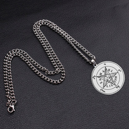 HLSS066 Evil Satanic symbols vectors Royalty Pentagram Baphomet Goat Head Black Star Talisman Stainless Steel Pendant Necklace