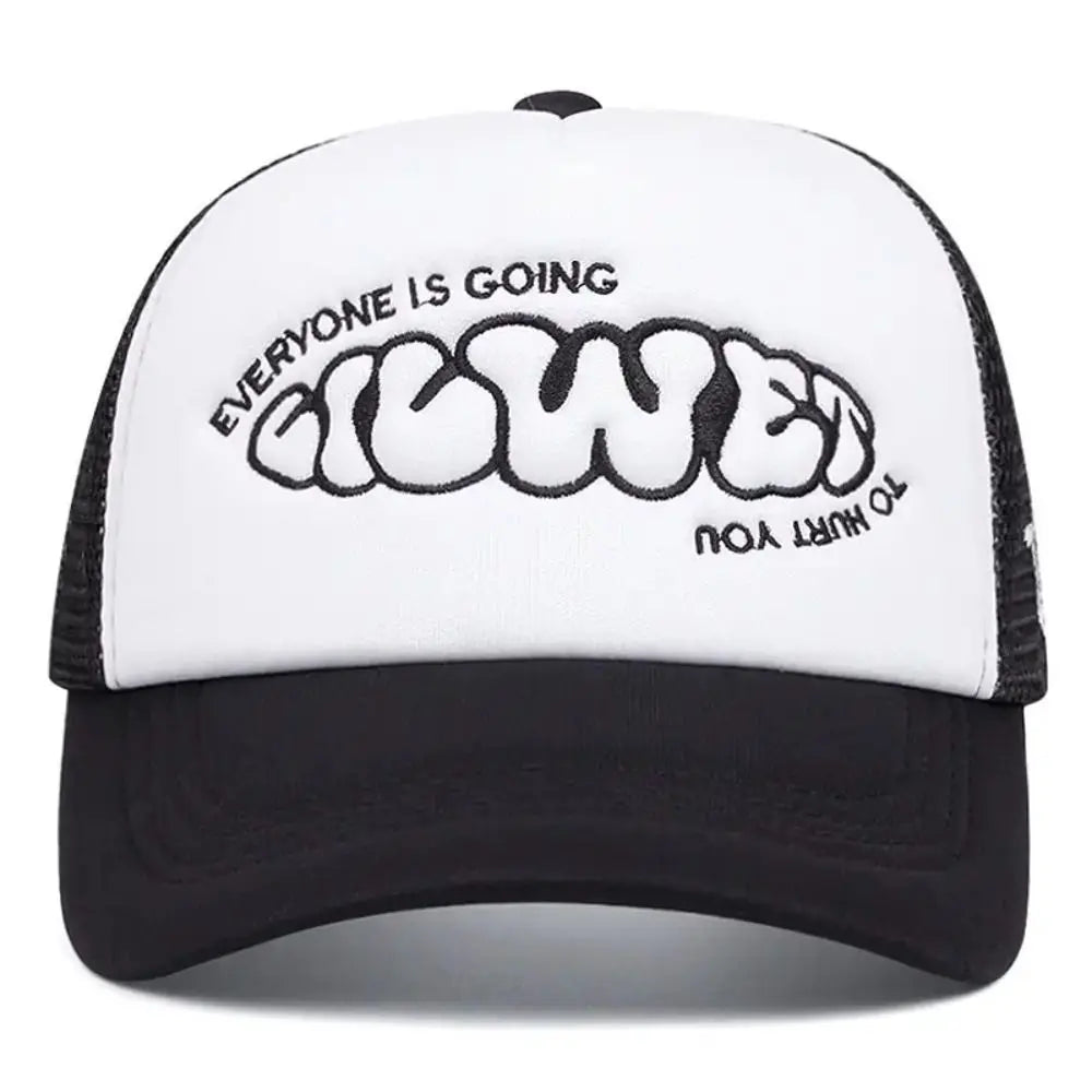 Sunscreen Cap EVERYONE IS GOING Baseball Cap Sunscreen Hat Adjustable Trucker Cap Breathable Casual Snapback Cap Hip Hop