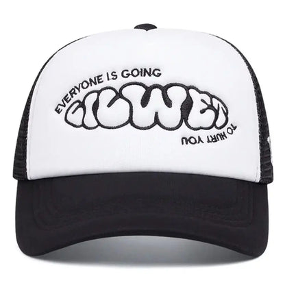 Sunscreen Cap EVERYONE IS GOING Baseball Cap Sunscreen Hat Adjustable Trucker Cap Breathable Casual Snapback Cap Hip Hop