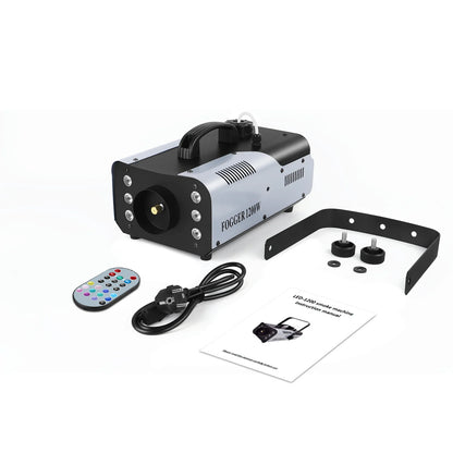 Datewink 1200W Smoke Fog Machine RGB 6LEDs Stage Lighting Effect Haze Generator Remote Control For Party DJ Disco Club Wedding