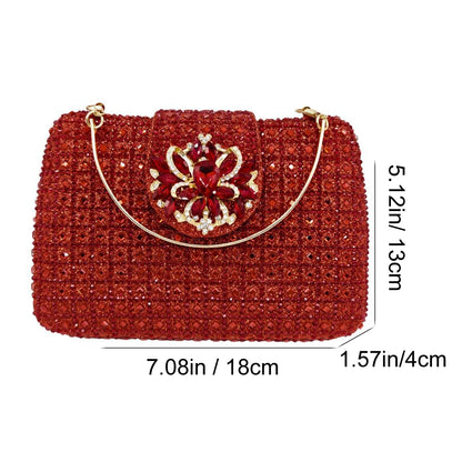 Sparkling Rhinestone Clutch Bag Lady Crystal Evening Purse Luxury Metal Handle Chain Handbag Wedding Party Dinner Diamond Bags