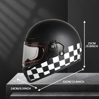 Retro-style full-face helmet with multi-color lenses, ABS material, DOT certified, suitable for all seasons
