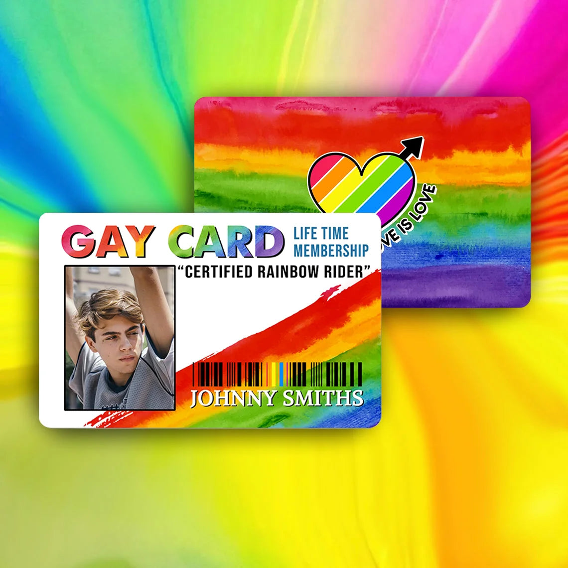 Customized Photo and Name Pride Cards, Unique Pride Memorabilia, the Perfect Gift for LGBT Friends, Funny and Prank Personalized