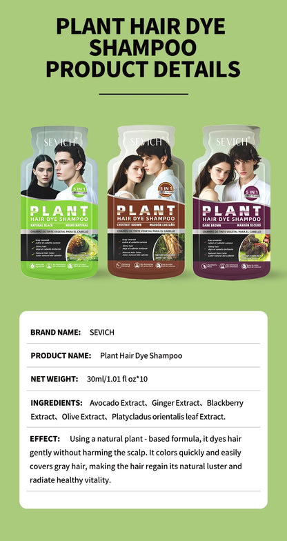 Pure Natural Herbal Black Hair Dye Shampoo for Women&Men 5 In 1 Bubble Plant Hair Color Shampoofor Gray Hair Non-irritating