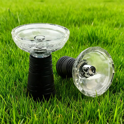 Premium  Crystal Glass Hookah Bowl with Anti-Slip Silicone Base - Heat-resistant Clear Chicha Narguile Shisha Tobacco Holder