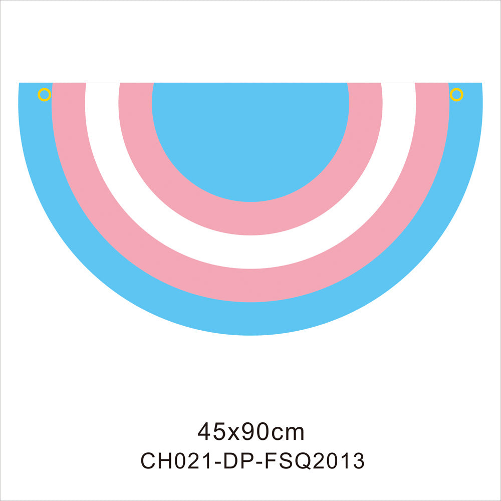 45*90cm Rainbow Flag Fan Shaped Gay  Semicircle LGBT Pride Lesbian Bisexual Transgender Pansexual Asexual Banner