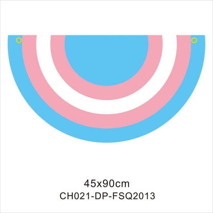 45*90cm Rainbow Flag Fan Shaped Gay  Semicircle LGBT Pride Lesbian Bisexual Transgender Pansexual Asexual Banner