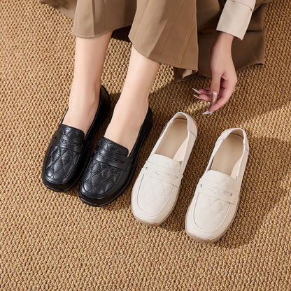 AIYUQI Women Genuine Leather Loafers Flat Slip‑on Comfort Mother Shoes Casual Ladies Moccasins Daily Walking Shoes Women
