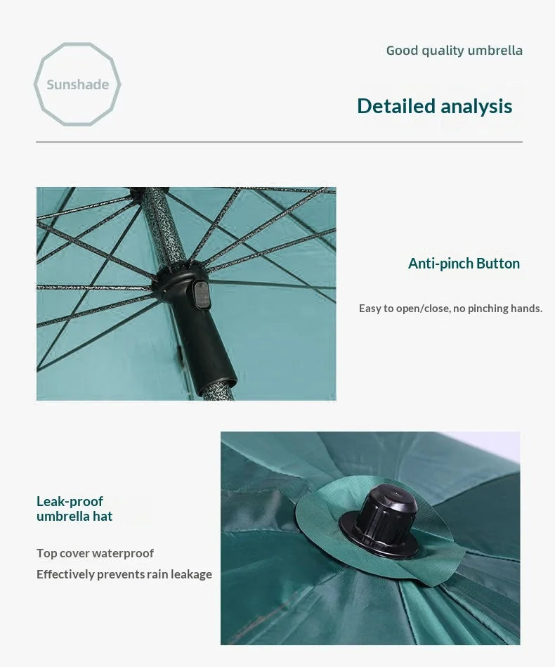 Double Layer UV Sun Shade Outdoor Patio Umbrella Commercial Market Stall Silver Coated Waterproof Heavy Duty Base Outdoor