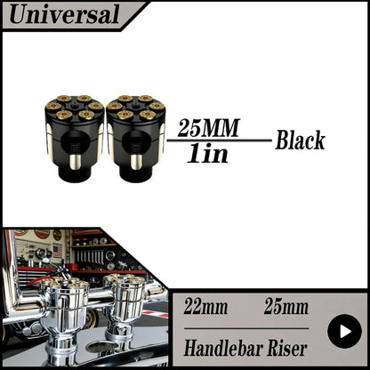 2X Motorcycle 7/8" 1" Handlebar Riser Clamp Aluminum For Harley Custom Springer Bobber Chopper 22mm 25mm Handle Bar Black/Chrome