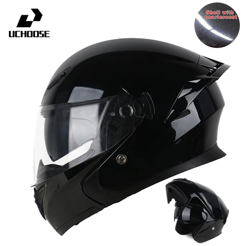 Uchoose DOT Modular helmet Full Face Helmets Crash Motorbike Protective Gear unisex Flip Up Helmet Motorcycle Double Sun Visor