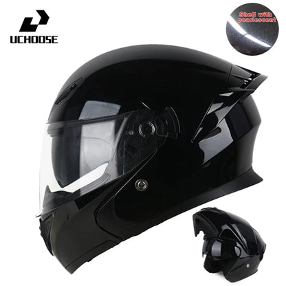 Uchoose DOT Modular helmet Full Face Helmets Crash Motorbike Protective Gear unisex Flip Up Helmet Motorcycle Double Sun Visor