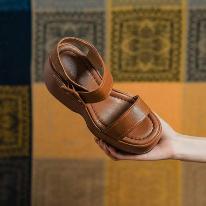 Krazing Pot 2026 Comfort Sheepskin Superstar High Thick Bottom Summer Shoes Casual Slingback Luxury Brand Platform Women Sandals