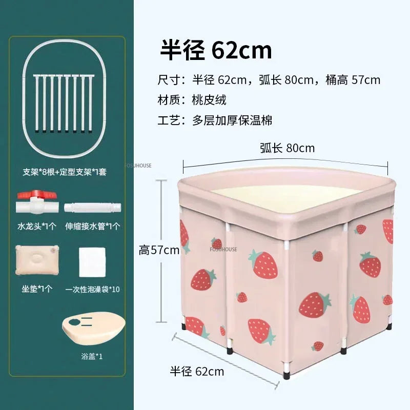 Household Triangular Bathtub Foldable Bath Bucket Swimming Pool Dual-use Portable Steam Sauna Fan-shaped Bath Barrel