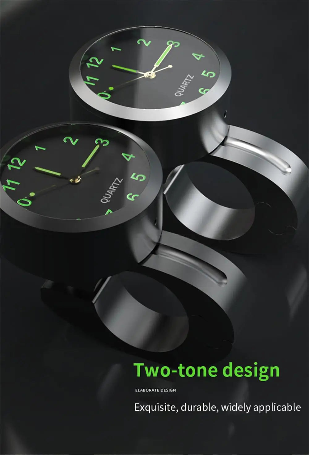 Universal Waterproof Chrome Motorcycle Bike Handlebar Mount Night Vision  Buckle Mount Quartz Watch For Motobike Bicycle