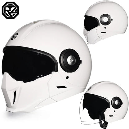 Motorcycle helmet men's and women's retro street bully combination full helmet all season detachable half helmet