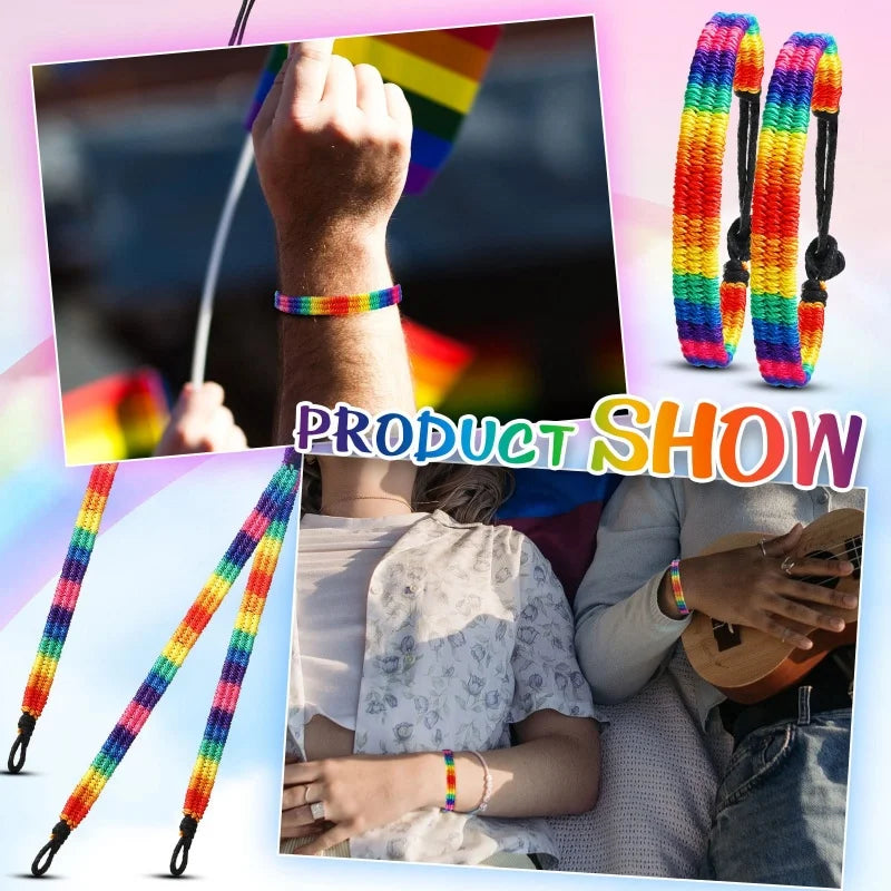 LGBT Bracelet Braided Friendship Bracelets Stylish Hand Woven Bracelet Rainbow Adjustable Size Pride Wristbands