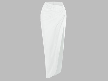 Spring and Autumn New Popular Women's Y2K Knit Off-Shoulder High Stretch Vest Top and Sexy Slit Half Skirt Set
