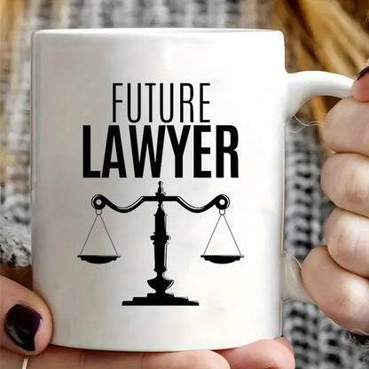 1, Future Lawyers 11 oz Ceramic Coffee Mug - Text and Balance Scales Design for Coffee Lovers, Men and Women, Hand Wash Only, Co