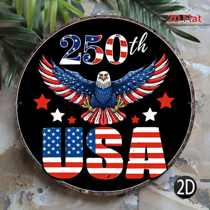 2D Flat, [2Dfalt] 1pc 20x20cm- Aluminum Sign USA 250th Anniversary Tin Sign, Patriotic Decor for Americans, Eagle Flag Themed Me
