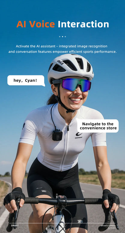 2026 AI Skiing Smart Glasses 800W HD Anti-shake Camera Action Capture Goggles Men 3D Surroud Sound AI Chat Call Sport Sunglasses