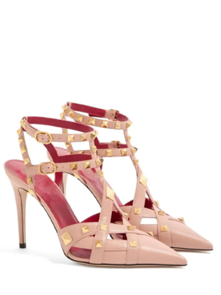 2026 Summer New Rivet Women's Pointed Stiletto Sandals Sexy Fashion Party Women's High Heel Sandals