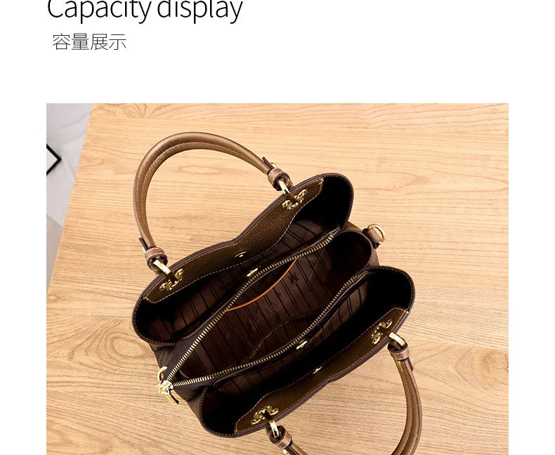 Luxury Brand Designer Women'S Handbag Leather Printed Shoulder Bag Large Capacity Classic Retro Crossbody Bag Commuting Tote Bag