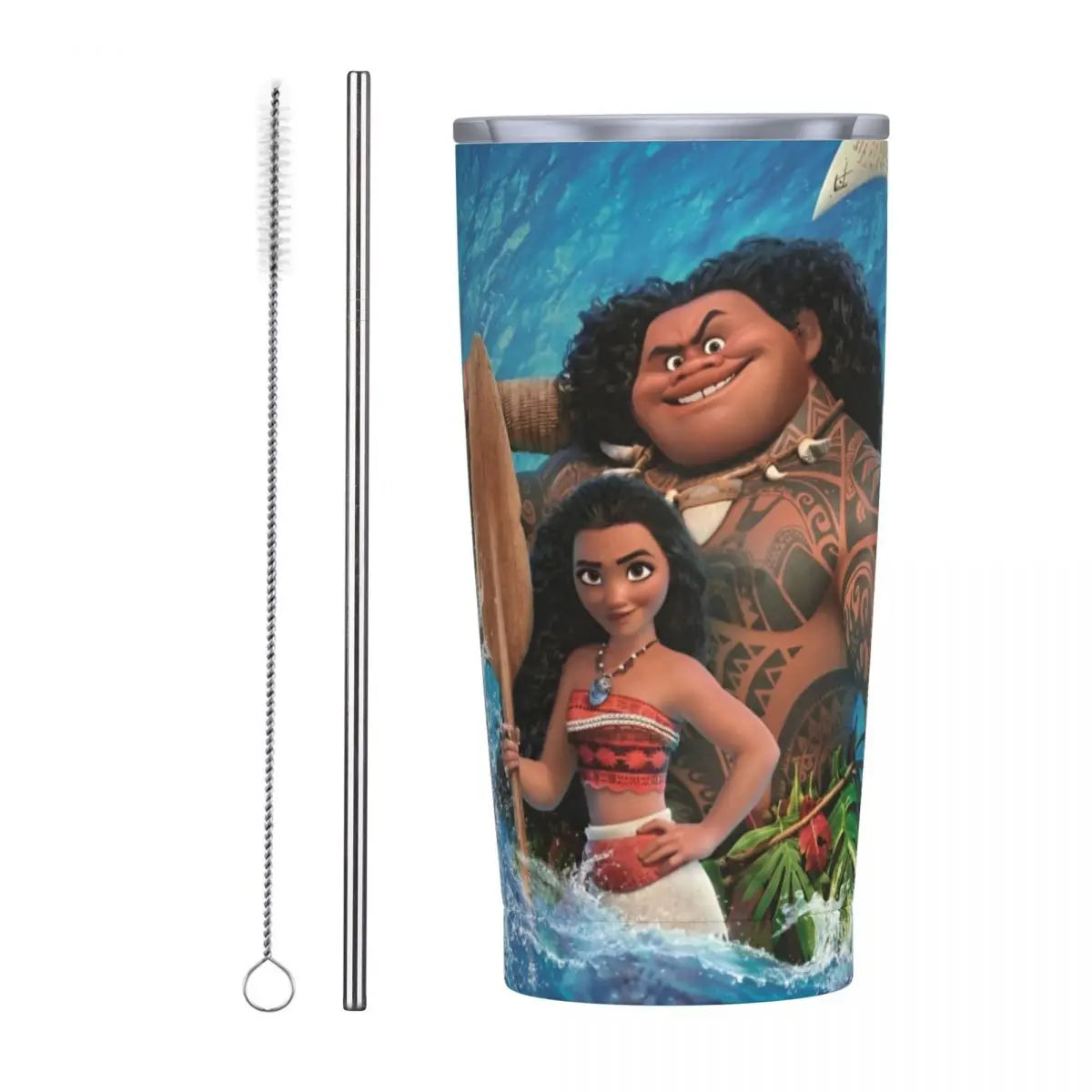 Moana and Pua Cartoon Movie Insulated Tumbler with Straws Stainless Steel Coffee Mugs Double Wall Car Bottle Cups 20oz