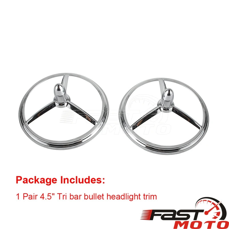 Motorcycle 7'' Headlight Bullet Trim Ring 4.5'' Auxiliary Fog Light Cover For Harley Touring Road King Dyna Softail Heritage